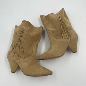 Jérôme Dreyfuss Women Suede Fringe Heel Boho Ankle Boots Size EU 37‎ US 7